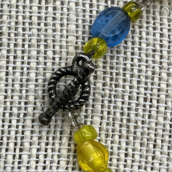 Toggle Bracelet 8 In Fish Silver Red Yellow Blue Beaded Retro Cottage - Picture 3 of 8